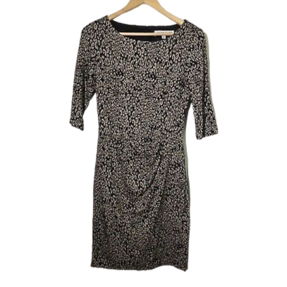 TRINA Turk Leopard Print Fitted Sweater Dress Sheath Pencil Fall Size 2